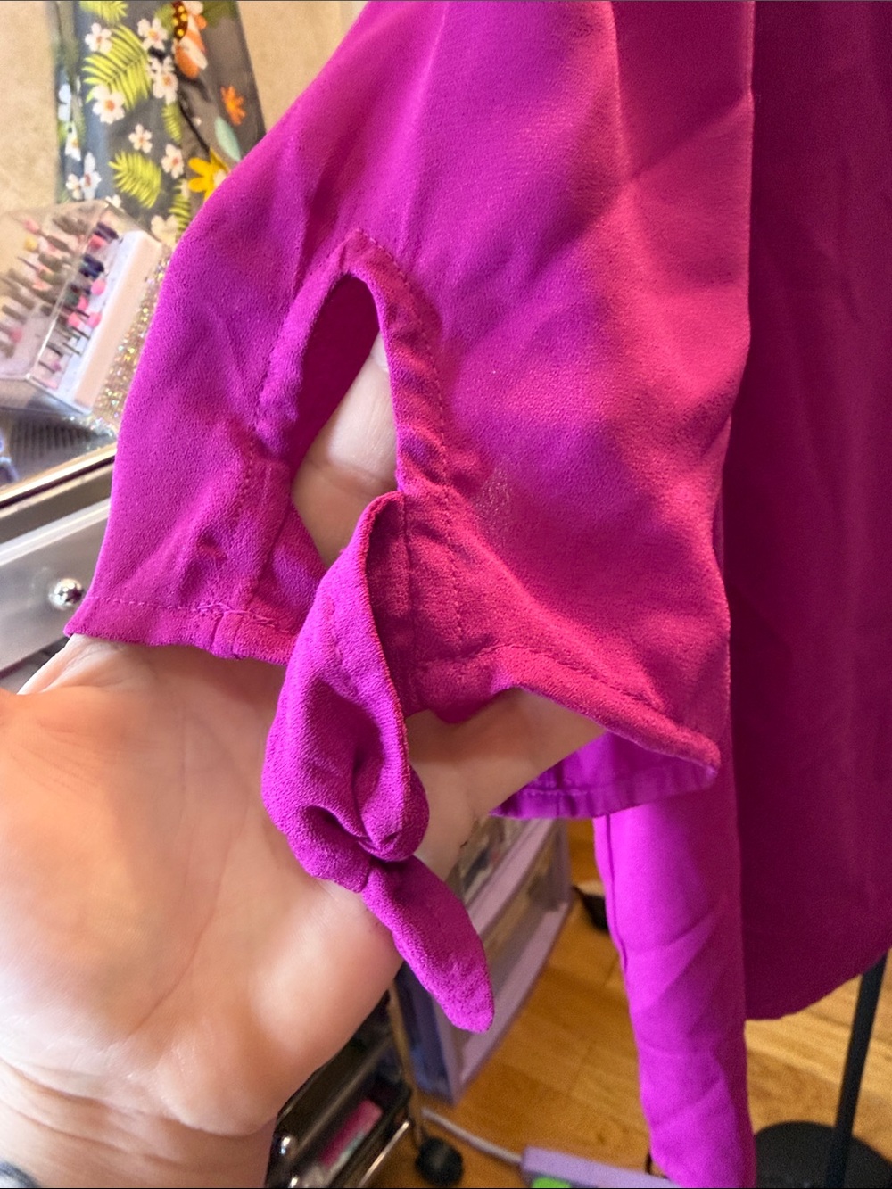 Apt. 9 Button-Front V-Neck Blouse - Fuchsia - Picture 2 of 6